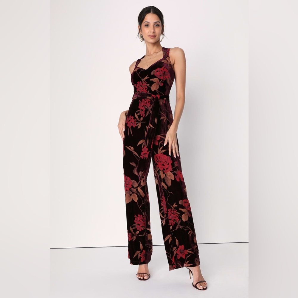 Lulus Velvet Floral Jumpsuit